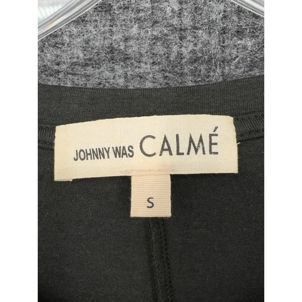 Johnny Was CALME T Shirt Dress Womens Small Mini Green Bell Sleeve Tassel Jersey